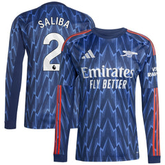 William Saliba Arsenal 2025/26 Away Replica Long Sleeve Player Jersey / Soccer For sale
