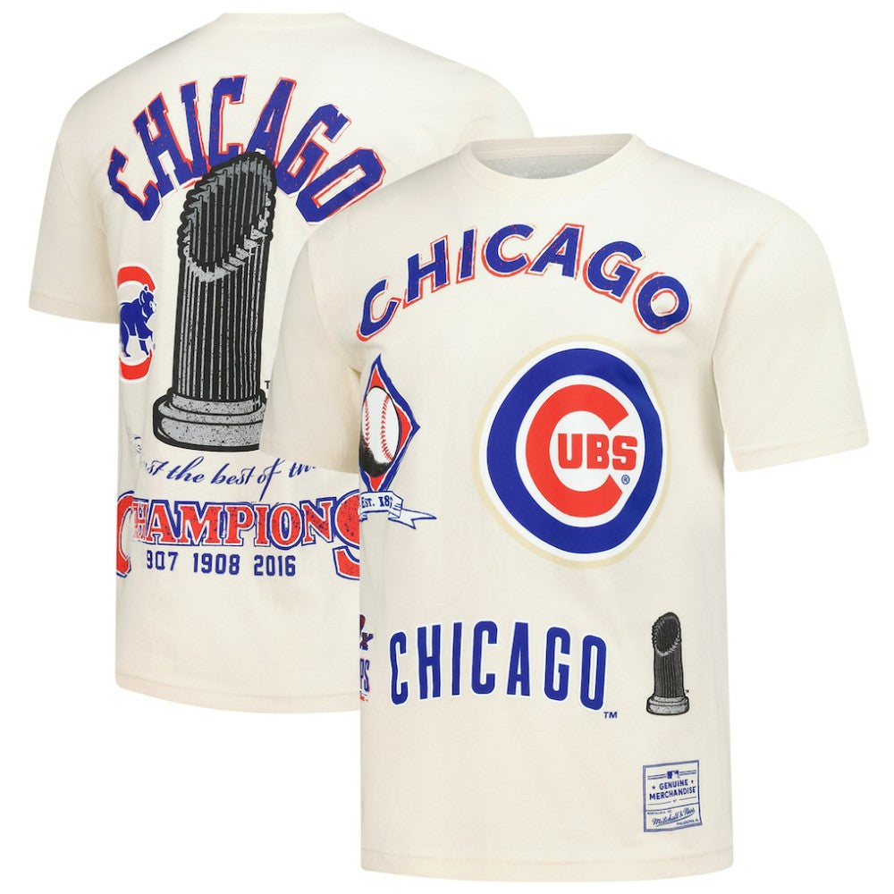 Chicago Cubs Legacy Defined T-Shirt - Cream | Mitchell & Ness