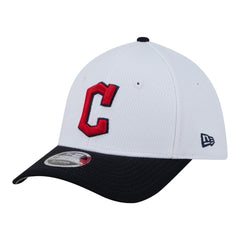 Cleveland Guardians Youth Baseball 39THIRTY M-Crown Flex Hat - White/Navy | New Era