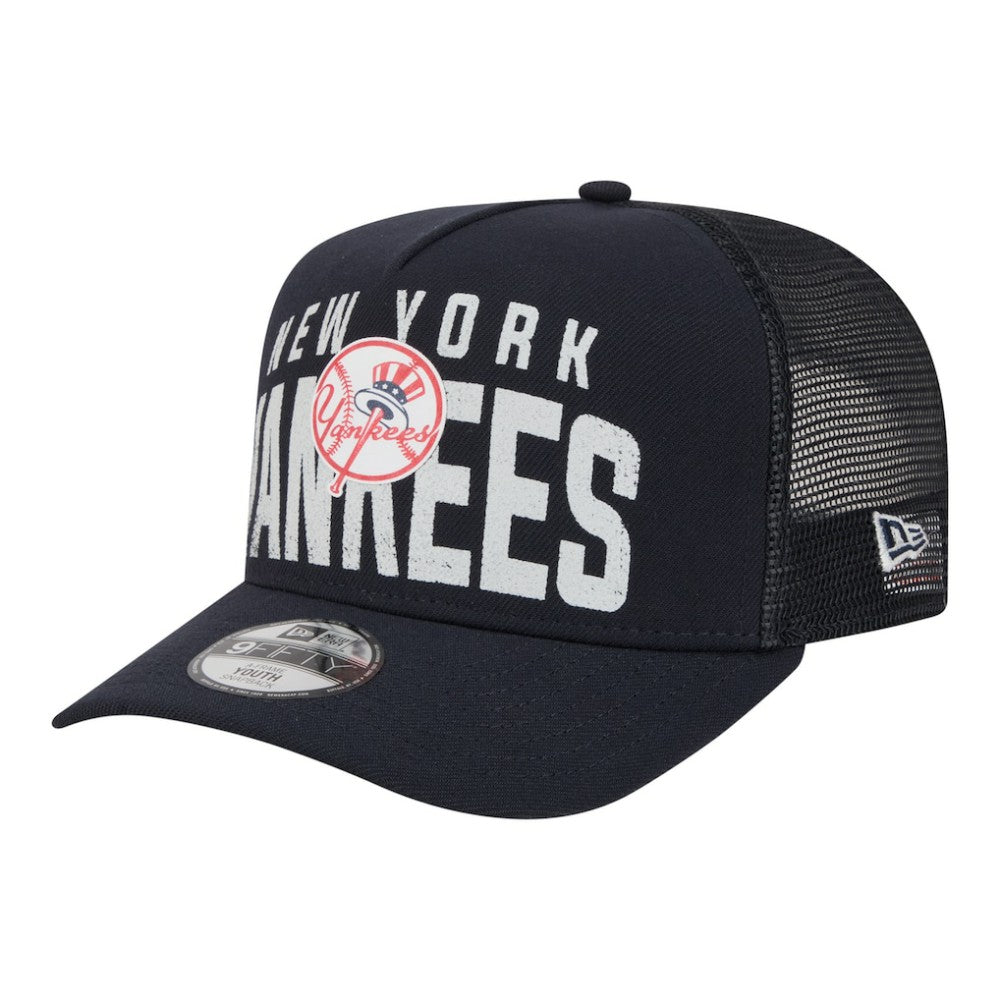 New York Yankees Youth Logo Fade A-Frame 9FIFTY Snapback Hat - Navy | New Era