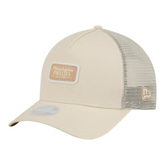 Philadelphia Phillies Women's Tonal Patch 9FORTY M-Crown A-Frame Trucker Adjustable Hat - Light Beige | New Era