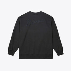 Atlanta Braves Phantom Fleece Crewneck Sweatshirt - Black | Mitchell & Ness
