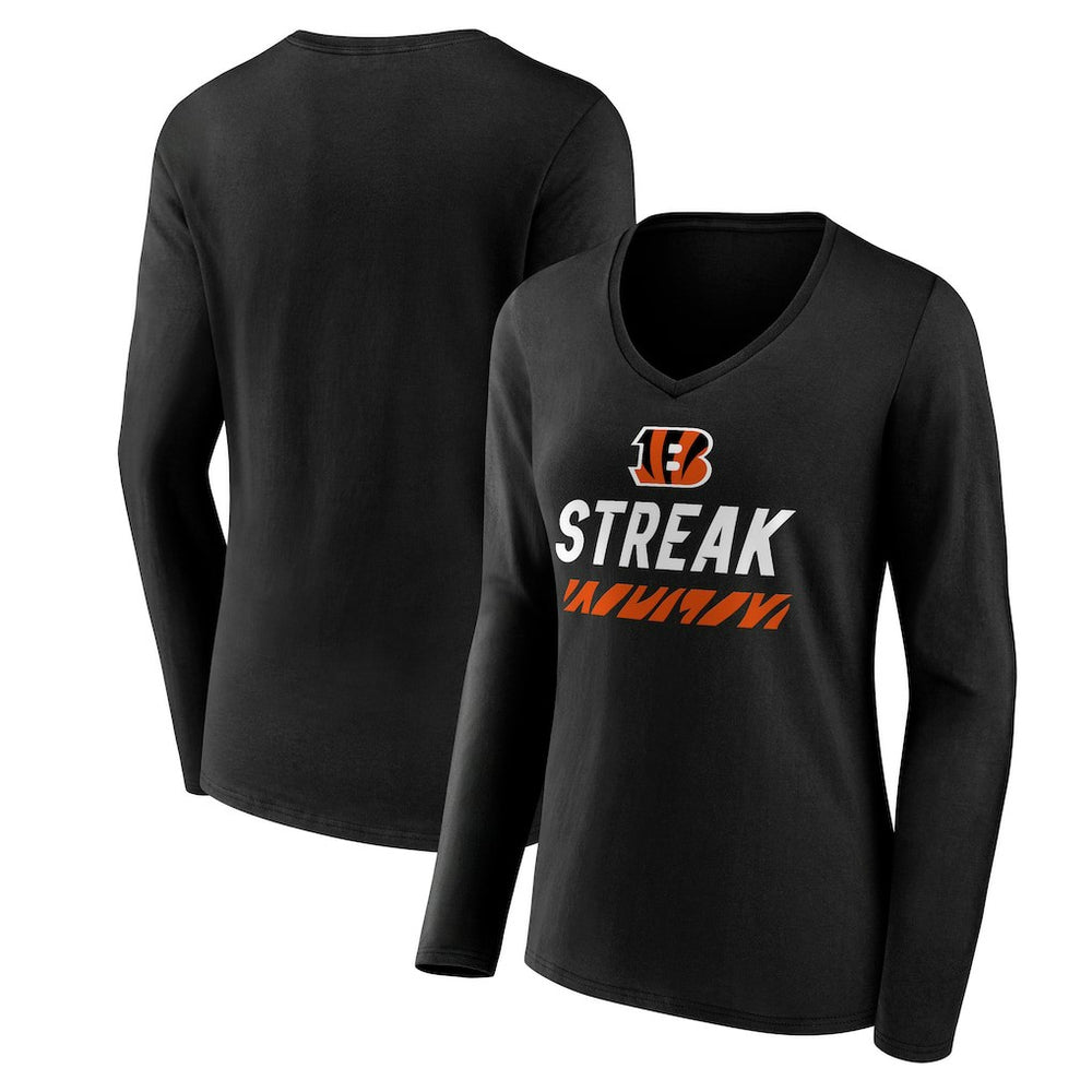 NFL Cincinnati Bengals Women's Streak V-Neck Long Sleeve T-Shirt