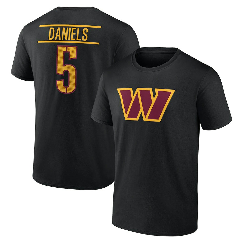 NFL Washington Commanders Jayden Daniels Icon Name & Number T-Shirt