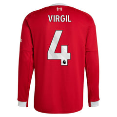 Virgil van Dijk Liverpool 2025/26 Home Replica Long Sleeve Jersey / Soccer Sale