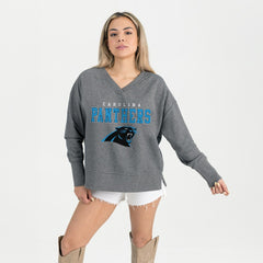NFL Carolina Panthers Gameday Couture Women's French Terry V-Neck Pullover Sweatshirt