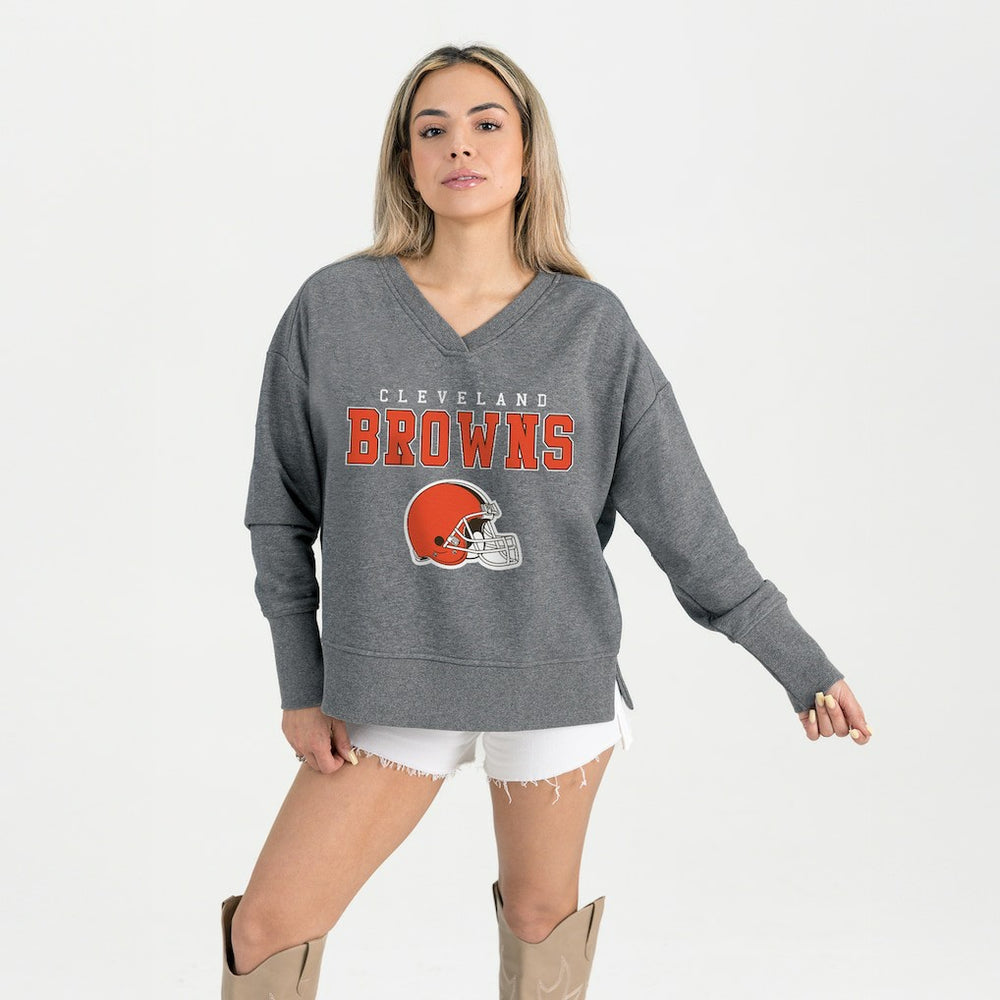 NFL Cleveland Browns Gameday Couture Women's French Terry V-Neck Pullover Sweatshirt