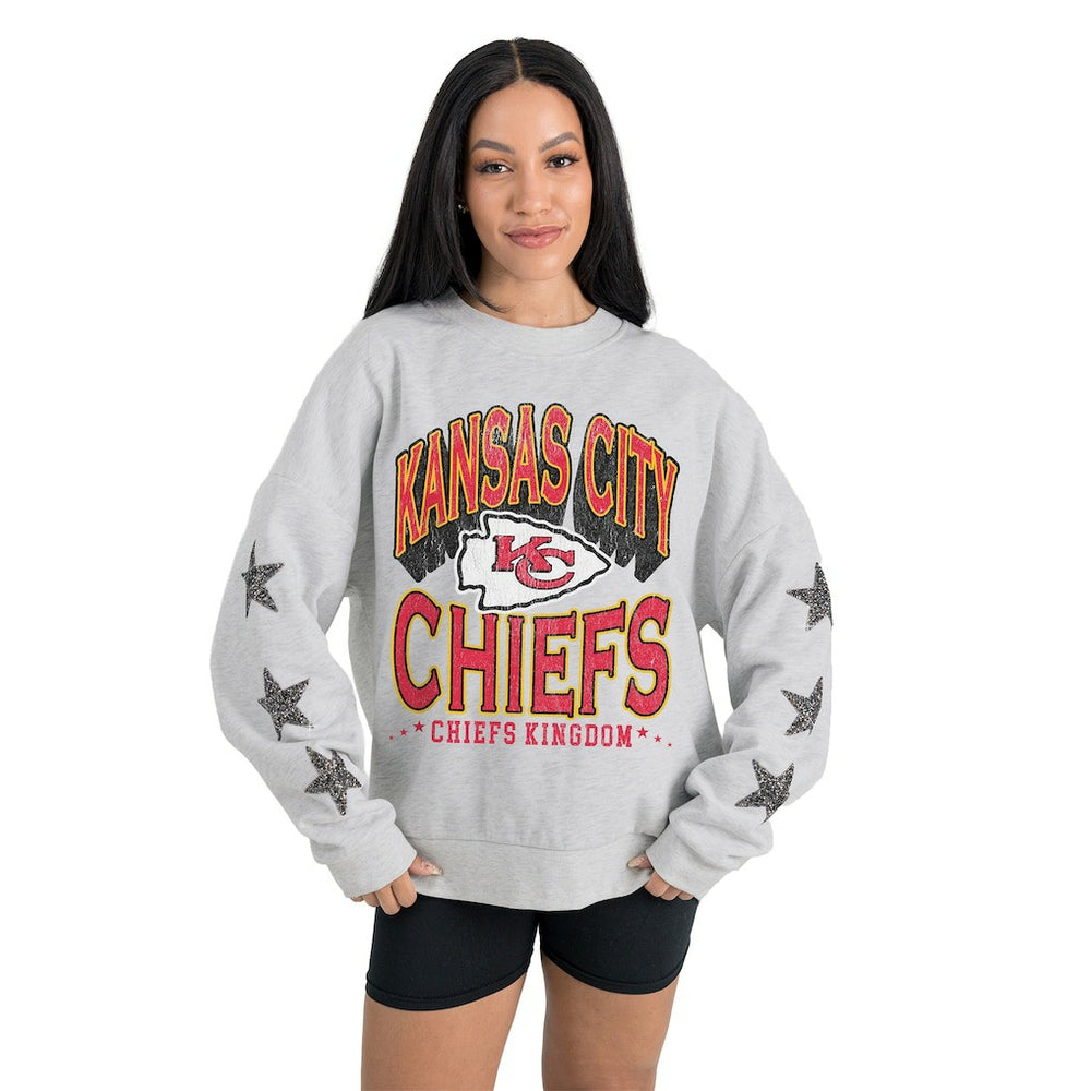 NFL Kansas City Chiefs Gameday Couture Women's Resilience Relaxed Rhinestone Pullover Sweatshirt