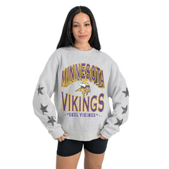NFL Minnesota Vikings Gameday Couture Women's Resilience Relaxed Rhinestone Pullover Sweatshirt