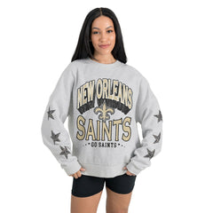 NFL New Orleans Saints Gameday Couture Women's Resilience Relaxed Rhinestone Pullover Sweatshirt