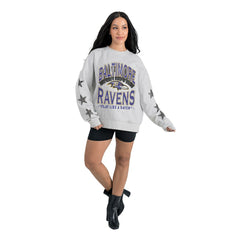 NFL Baltimore Ravens Gameday Couture Women's Resilience Relaxed Rhinestone Pullover Sweatshirt