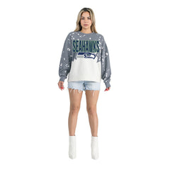 NFL Seattle Seahawks Gameday Couture Women's Oversized Faded Wash Tri-Blend Pullover Sweatshirt