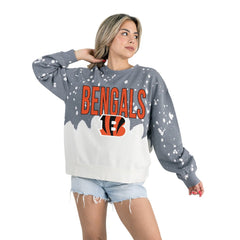 NFL Cincinnati Bengals Gameday Couture Women's Oversized Faded Wash Tri-Blend Pullover Sweatshirt