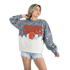 NFL Cleveland Browns Gameday Couture Women's Oversized Faded Wash Tri-Blend Pullover Sweatshirt