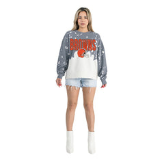 NFL Cleveland Browns Gameday Couture Women's Oversized Faded Wash Tri-Blend Pullover Sweatshirt