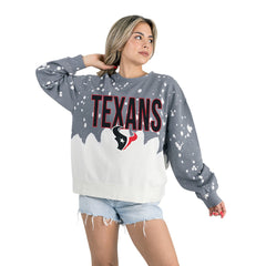 NFL Houston Texans Gameday Couture Women's Oversized Faded Wash Tri-Blend Pullover Sweatshirt