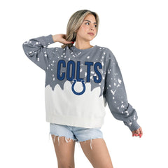 NFL Indianapolis Colts Gameday Couture Women's Oversized Faded Wash Tri-Blend Pullover Sweatshirt