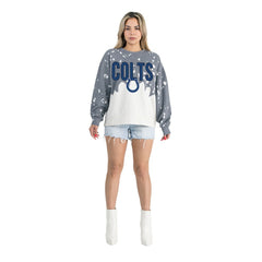 NFL Indianapolis Colts Gameday Couture Women's Oversized Faded Wash Tri-Blend Pullover Sweatshirt