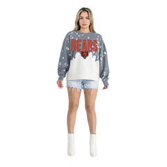NFL Chicago Bears Gameday Couture Women's Oversized Faded Wash Tri-Blend Pullover Sweatshirt