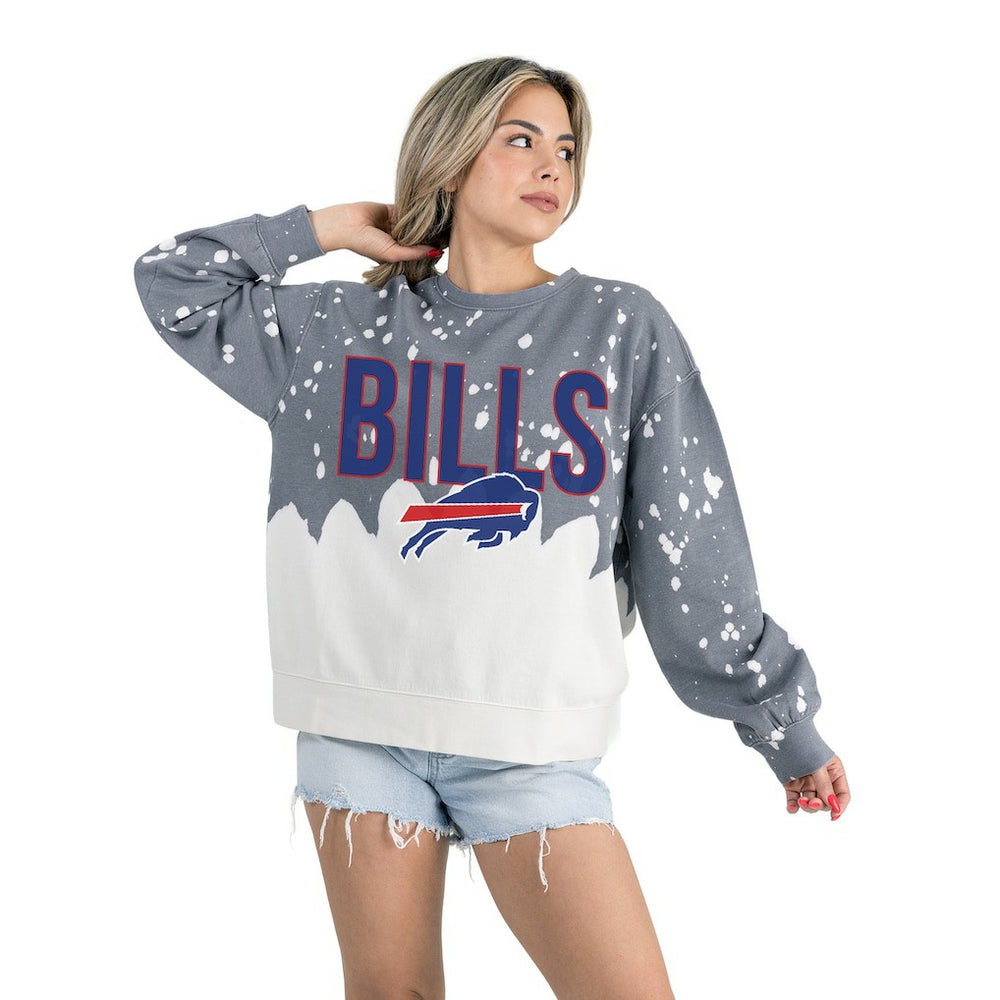 NFL Buffalo Bills Gameday Couture Women's Oversized Faded Wash Tri-Blend Pullover Sweatshirt