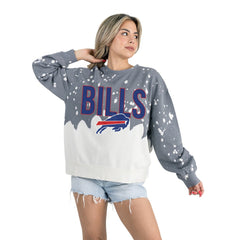 NFL Buffalo Bills Gameday Couture Women's Oversized Faded Wash Tri-Blend Pullover Sweatshirt