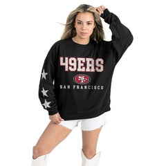 NFL San Francisco 49ers Gameday Couture Women's Velocity Relaxed Rhinestone Pullover Sweatshirt