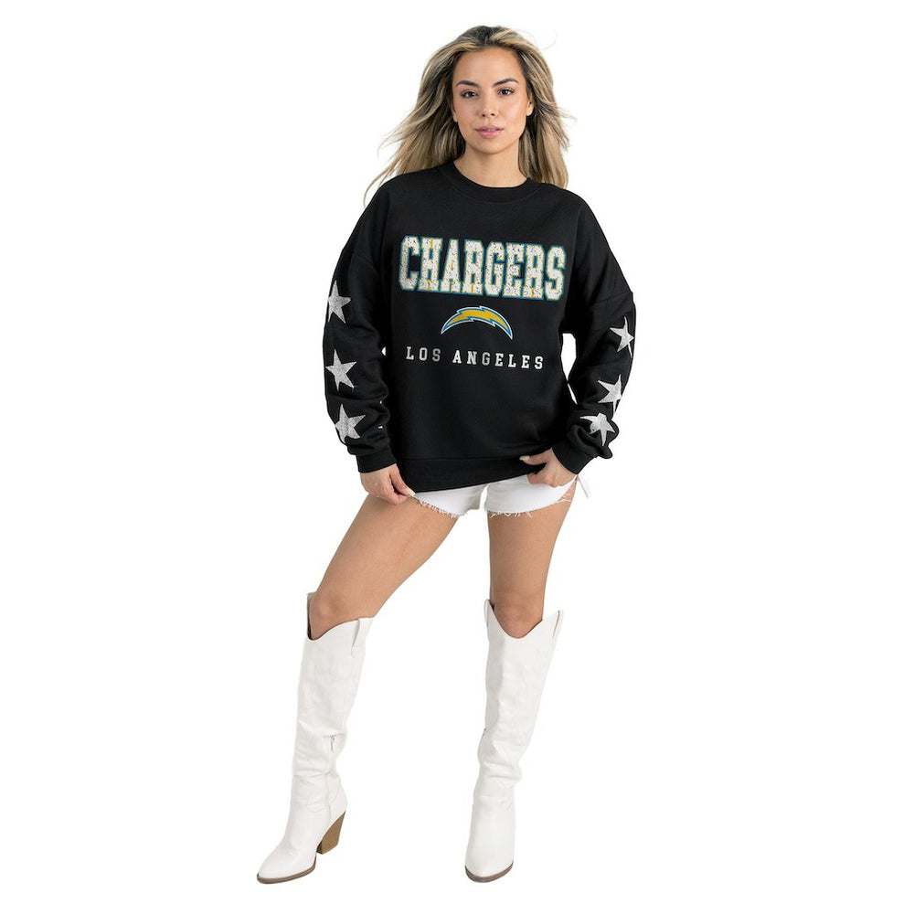 NFL Los Angeles Chargers Gameday Couture Women's Velocity Relaxed Rhinestone Pullover Sweatshirt
