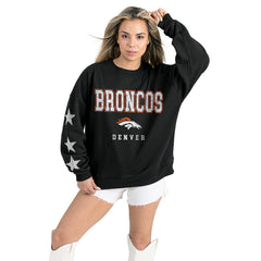 NFL Denver Broncos Gameday Couture Women's Velocity Relaxed Rhinestone Pullover Sweatshirt