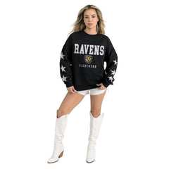 NFL Baltimore Ravens Gameday Couture Women's Velocity Relaxed Rhinestone Pullover Sweatshirt