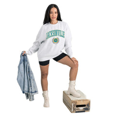 NFL Jacksonville Jaguars Gameday Couture Women's Traditional Logo Oversized Premium Fleece Pullover Sweatshirt