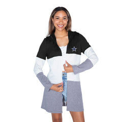 NFL Dallas Cowboys Gameday Couture Women's Tri-Blend Color Block Lightweight Cardigan Hoodie