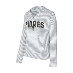 San Diego Padres Concepts Sport Women's Liftoff Striped V-Neck Hoodie - White/Gray
