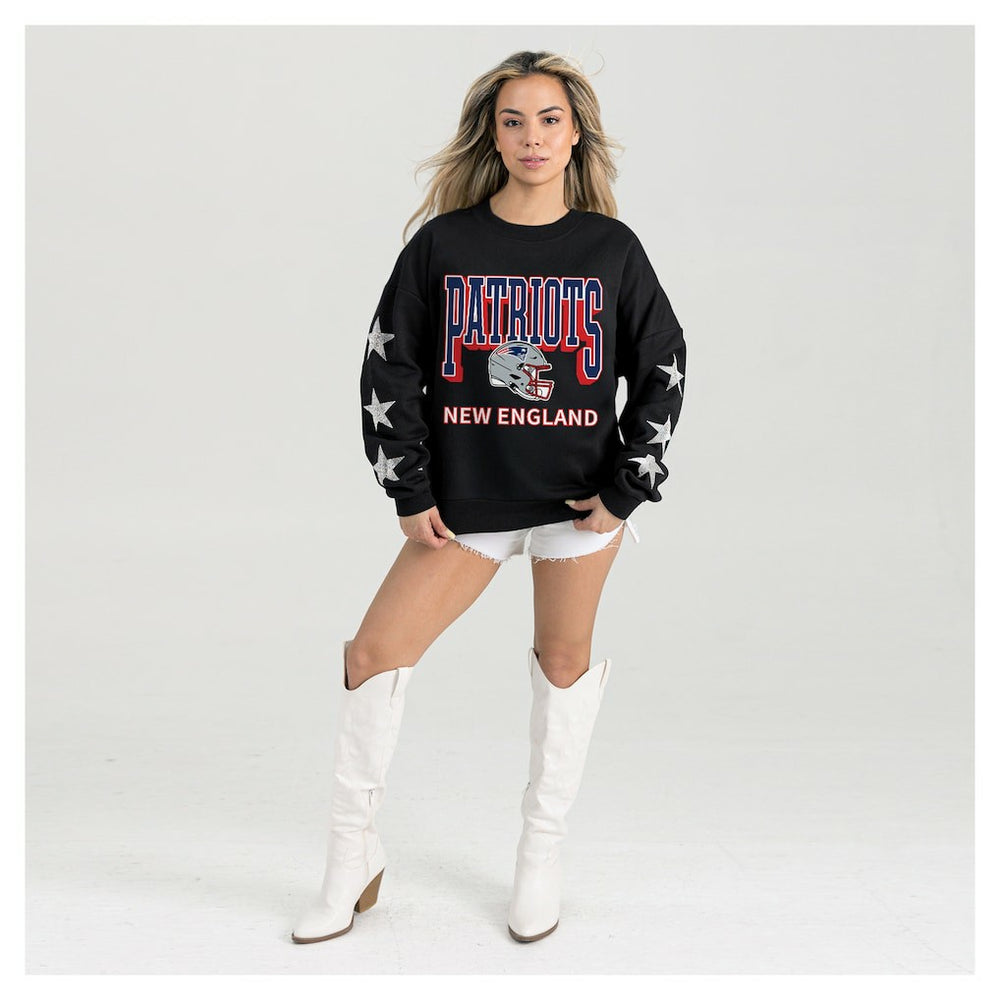 NFL New England Patriots Gameday Couture Women's Pure Victory Rhinestud Star-Sleeve Pullover Sweatshirt