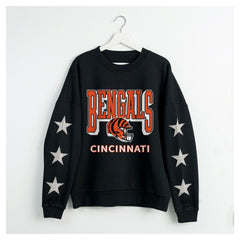 NFL Cincinnati Bengals Gameday Couture Women's Pure Victory Rhinestud Star-Sleeve Pullover Sweatshirt