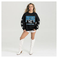 NFL Carolina Panthers Gameday Couture Women's Pure Victory Rhinestud Star-Sleeve Pullover Sweatshirt