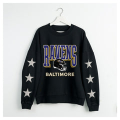 NFL Baltimore Ravens Gameday Couture Women's Pure Victory Rhinestud Star-Sleeve Pullover Sweatshirt