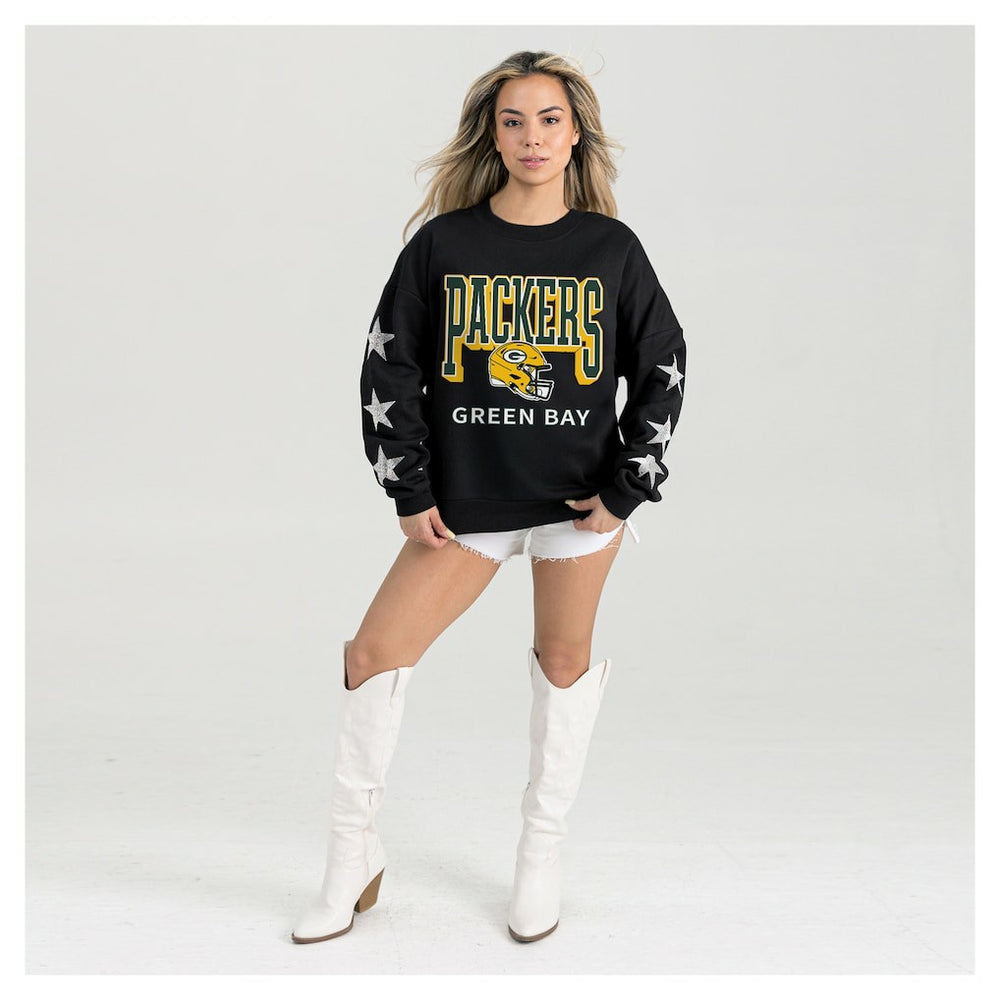 NFL Green Bay Packers Gameday Couture Women's Pure Victory Rhinestud Star-Sleeve Pullover Sweatshirt