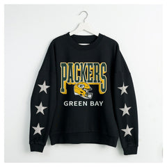 NFL Green Bay Packers Gameday Couture Women's Pure Victory Rhinestud Star-Sleeve Pullover Sweatshirt