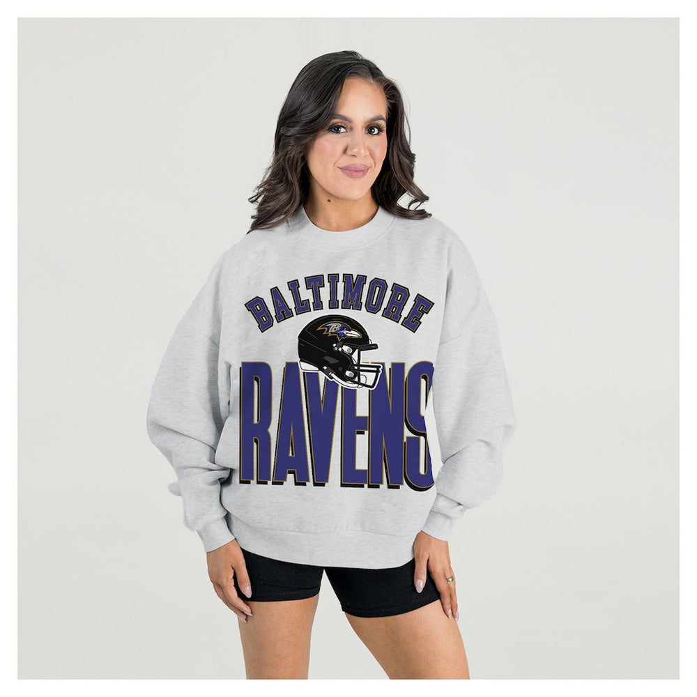 NFL Baltimore Ravens Gameday Couture Women's Fierce Focus Premium Oversized Fleece Pullover Sweatshirt