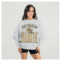 NFL New Orleans Saints Gameday Couture Women's Fierce Focus Premium Oversized Fleece Pullover Sweatshirt