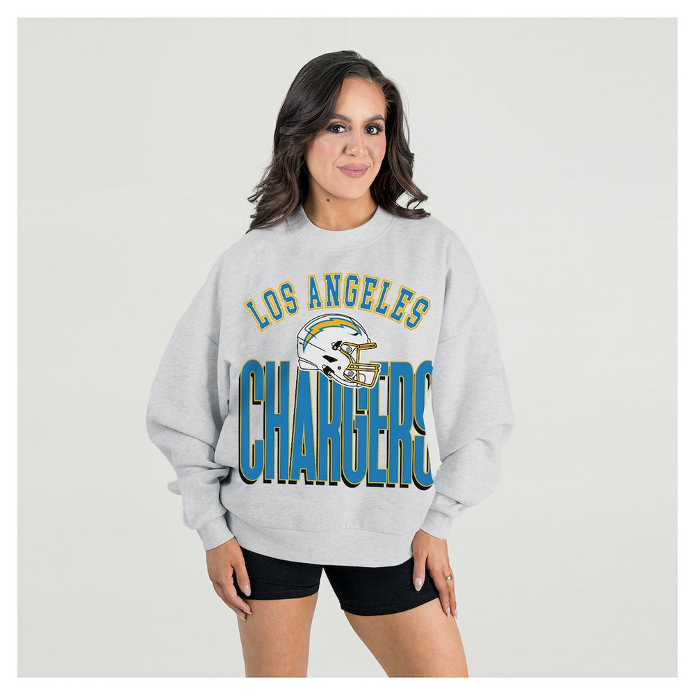 NFL Los Angeles Chargers Gameday Couture Women's Fierce Focus Premium Oversized Fleece Pullover Sweatshirt