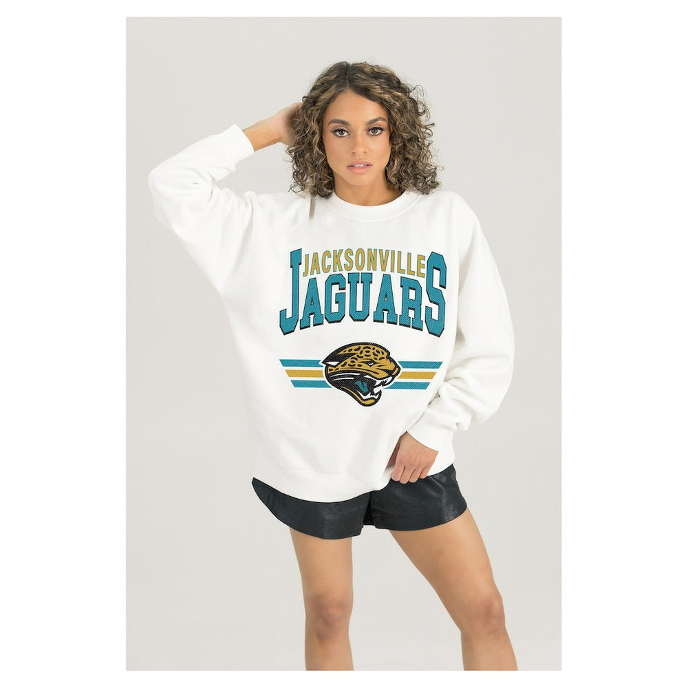 NFL Jacksonville Jaguars Gameday Couture Women's Swift Strike Premium Oversized Fleece Pullover Sweatshirt