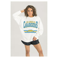NFL Los Angeles Chargers Gameday Couture Women's Swift Strike Premium Oversized Fleece Pullover Sweatshirt