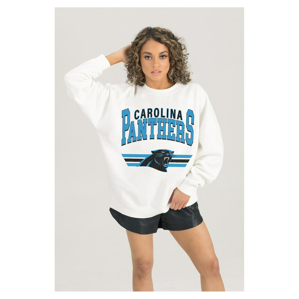 NFL Carolina Panthers Gameday Couture Women's Swift Strike Premium Oversized Fleece Pullover Sweatshirt