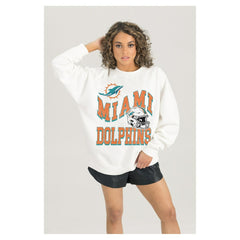 NFL Miami Dolphins Gameday Couture Women's Oversized Hard Earned Premium Fleece Pullover Sweatshirt