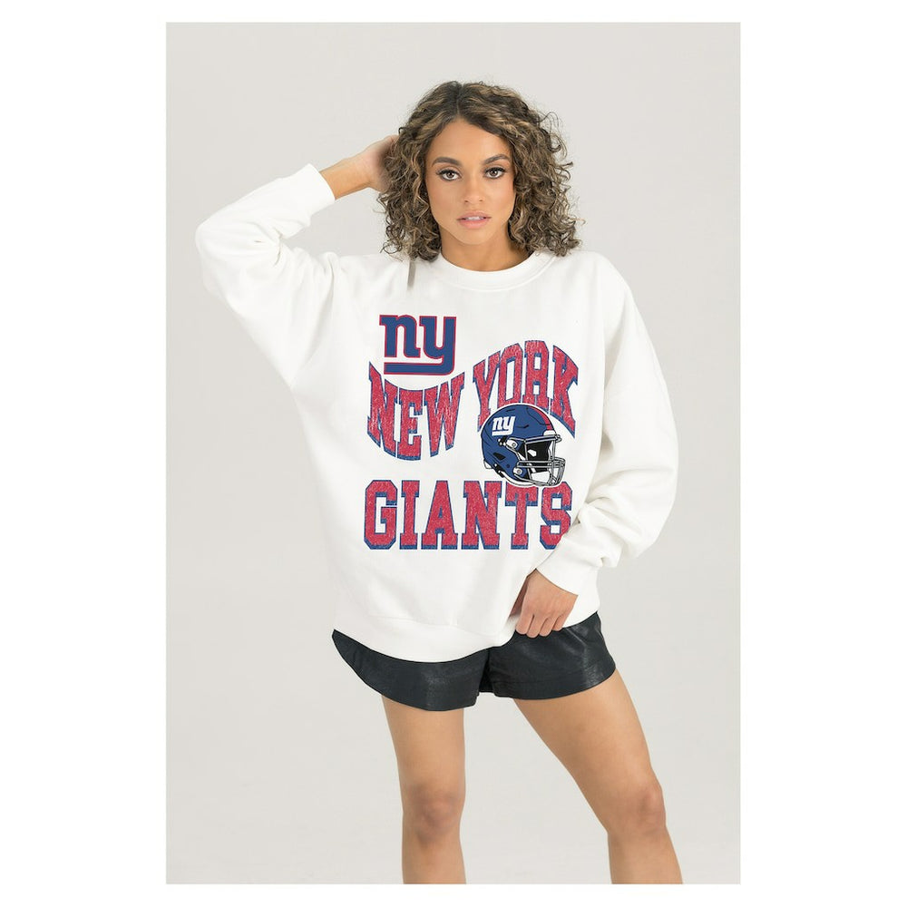 NFL New York Giants Gameday Couture Women's Oversized Hard Earned Premium Fleece Pullover Sweatshirt