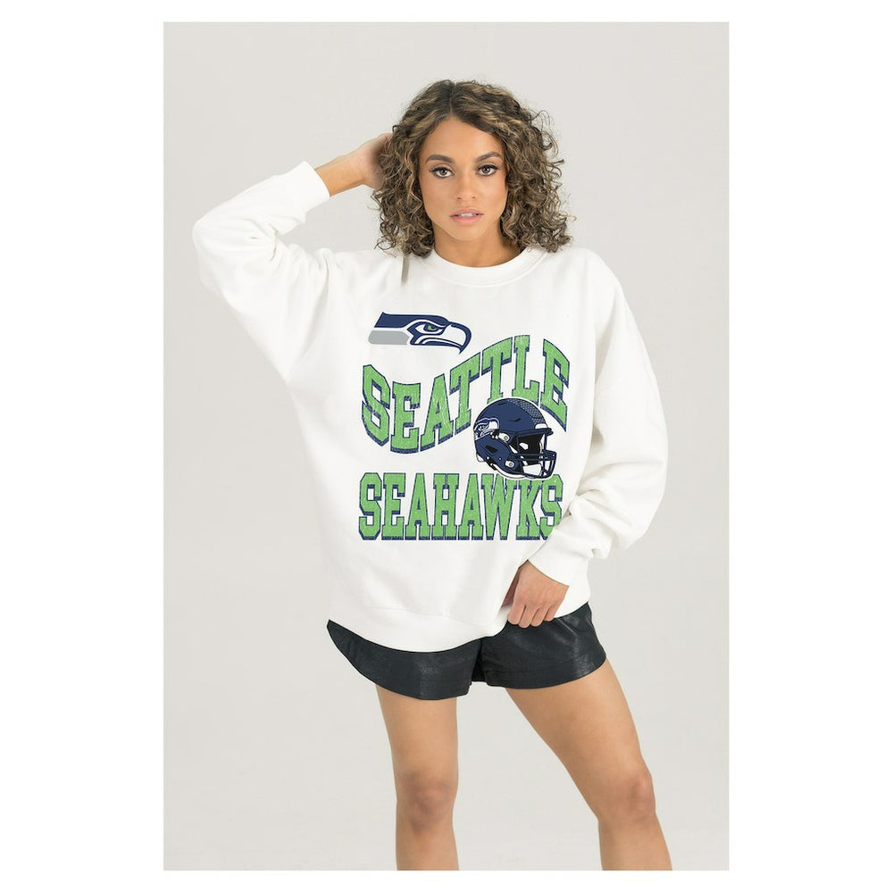 NFL Seattle Seahawks Gameday Couture Women's Oversized Hard Earned Premium Fleece Pullover Sweatshirt