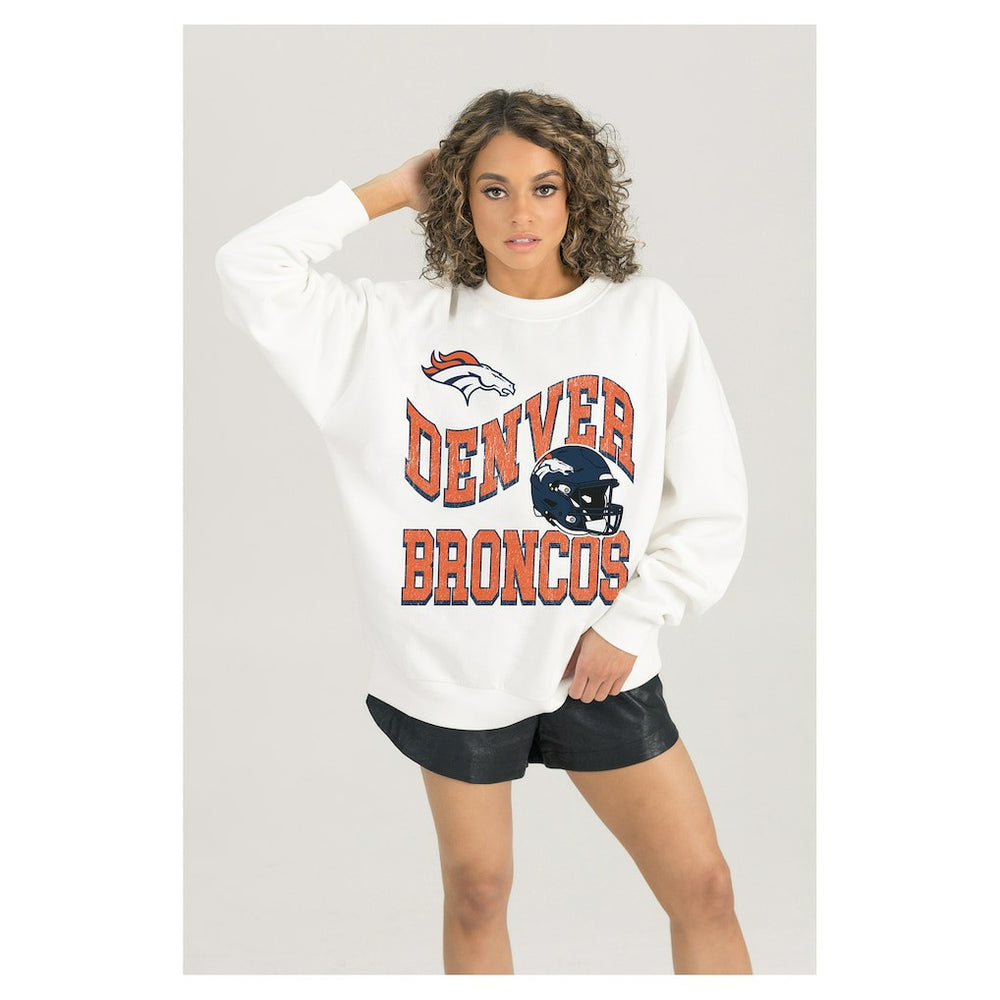 NFL Denver Broncos Gameday Couture Women's Oversized Hard Earned Premium Fleece Pullover Sweatshirt