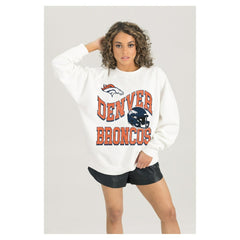 NFL Denver Broncos Gameday Couture Women's Oversized Hard Earned Premium Fleece Pullover Sweatshirt
