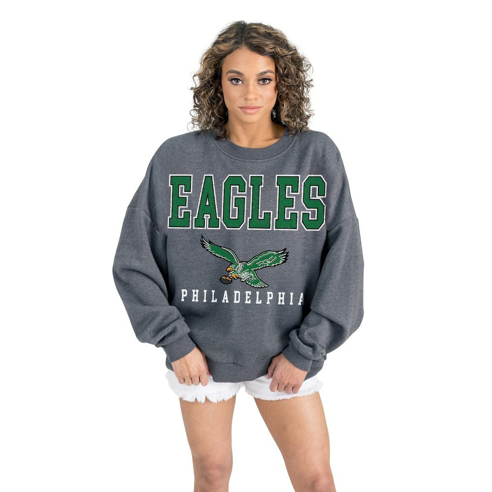 NFL Philadelphia Eagles Gameday Couture Women's Bring Your Energy Oversized Premium Fleece Pullover Sweatshirt